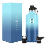 Darrahopens Sports & Fitness > Fitness Accessories Iron Flask Narrow Mouth Bottle with Spout Lid, Blue Waves, 64oz/1900ml