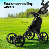 Darrahopens Sports & Fitness > Golf Everfit Golf Buggy Foldable Trolley Golf Cart Wheels Umbrella Bottle Holder
