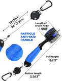 Darrahopens Sports & Fitness > Golf > Golf Accessories Blue Premium Golf Club Cleaning Brush Extra Large Head Dual Bristles Retractable Zip Line & Groove Cleaner Spike Anti-Slip Ergonomic Grip 29cm