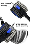 Darrahopens Sports & Fitness > Golf > Golf Accessories Blue Premium Golf Club Cleaning Brush Extra Large Head Dual Bristles Retractable Zip Line & Groove Cleaner Spike Anti-Slip Ergonomic Grip 29cm