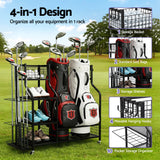 Darrahopens Sports & Fitness > Golf > Golf Accessories Everfit Golf Bag Storage Golf Storage Garage Organizer with Wheels Black