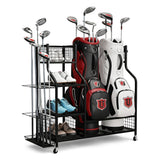 Darrahopens Sports & Fitness > Golf > Golf Accessories Everfit Golf Bag Storage Golf Storage Garage Organizer with Wheels Black