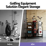 Darrahopens Sports & Fitness > Golf > Golf Accessories Everfit Golf Bag Storage Golf Storage Garage Organizer with Wheels Black