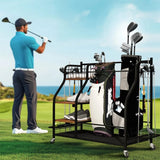 Darrahopens Sports & Fitness > Golf > Golf Accessories Extra Large Golf Bag Storage Rack - Heavy Duty Organizer Stand for Multiple Bags & Clubs