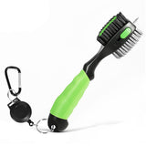 Darrahopens Sports & Fitness > Golf > Golf Accessories Green Premium Golf Club Cleaning Brush Extra Large Head Dual Bristles Retractable Zip Line & Groove Cleaner Spike Anti-Slip Ergonomic Grip 29cm