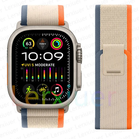 Darrahopens Sports & Fitness > Golf > Golf Accessories Trail Strap Compatible with Apple Watch Ultra 2 Series 9 8 7 6 5 3 for 49mm 45mm 44mm 42mm 41mm 40mm 38mm in Orange Beige