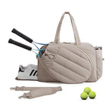 Darrahopens Sports & Fitness > Racquet Sports > Pickleball 42L Khaki Tennis & Pickleball Expandable Tote Bag wIth Shoe-Zone & Bottle Side Pocket - Waterproof Gym Bag for Racquets & Paddles