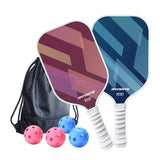 Darrahopens Sports & Fitness > Racquet Sports > Pickleball Fantasy Purple and Blue Striped Fiberglass Pickleball Paddle Set – 4 Balls & 2 Lightweight Shock-Absorbing Rackets with Versatile Carry Bag for Outdoor Play