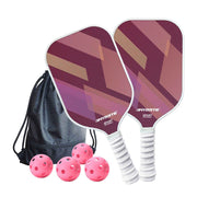 Darrahopens Sports & Fitness > Racquet Sports > Pickleball Fantasy Purple Striped Fiberglass Pickleball Paddle Set – 4 Balls & 2 Lightweight Shock-Absorbing Rackets  with Versatile Carry Bag for Outdoor Play