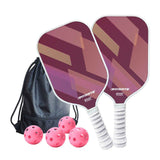 Darrahopens Sports & Fitness > Racquet Sports > Pickleball Fantasy Purple Striped Fiberglass Pickleball Paddle Set – 4 Balls & 2 Lightweight Shock-Absorbing Rackets  with Versatile Carry Bag for Outdoor Play