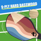 Darrahopens Sports & Fitness > Racquet Sports > Pickleball Lightweight 9-Ply Hard Basswood Pickleball Paddle Set with Curved Stripes Design - 2 Durable Paddles + 4 Balls + Ball Mesh Bag + Carrying Backpack for Indoor & Outdoor Play - Professional Size Construction, Breathable Non-Slip Grip
