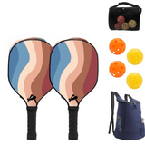 Darrahopens Sports & Fitness > Racquet Sports > Pickleball Lightweight 9-Ply Hard Basswood Pickleball Paddle Set with Curved Stripes Design - 2 Durable Paddles + 4 Balls + Ball Mesh Bag + Carrying Backpack for Indoor & Outdoor Play - Professional Size Construction, Breathable Non-Slip Grip