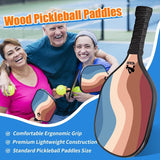 Darrahopens Sports & Fitness > Racquet Sports > Pickleball Lightweight 9-Ply Hard Basswood Pickleball Paddle Set with Curved Stripes Design - 4 Durable Paddles + 4 Balls + Ball Mesh Bag + Carrying Backpack for Indoor & Outdoor Play - Professional Size Construction, Breathable Non-Slip Grip