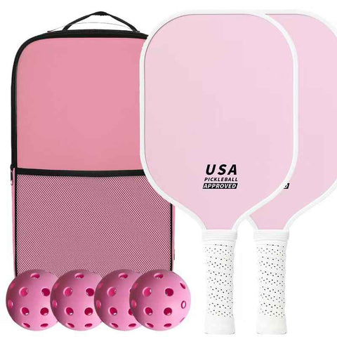 Darrahopens Sports & Fitness > Racquet Sports > Pickleball Pink Pickleball Set with 2 Paddles, 4 Balls & Carry Bag