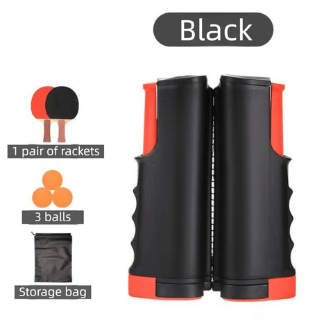 Darrahopens Sports & Fitness > Racquet Sports > Table Tennis Black Portable Table Tennis Set with 2 Paddles, 3 Balls and Carry Bag - 165cm Retractable Ping Pong Net & Post - Indoor/Outdoor Professional Training Kit