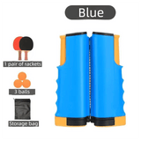 Darrahopens Sports & Fitness > Racquet Sports > Table Tennis Blue Portable Table Tennis Set with 2 Paddles, 3 Balls and Carry Bag - 165cm Retractable Ping Pong Net & Post - Indoor/Outdoor Professional Training Kit