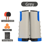 Darrahopens Sports & Fitness > Racquet Sports > Table Tennis Grey Portable Table Tennis Set with 2 Paddles, 3 Balls and Carry Bag - 165cm Retractable Ping Pong Net & Post - Indoor/Outdoor Professional Training Kit