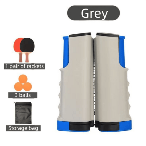 Darrahopens Sports & Fitness > Racquet Sports > Table Tennis Grey Portable Table Tennis Set with 2 Paddles, 3 Balls and Carry Bag - 165cm Retractable Ping Pong Net & Post - Indoor/Outdoor Professional Training Kit