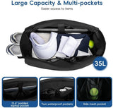 Darrahopens Sports & Fitness > Racquet Sports > Tennis Backpack - Tennis Bag - Handbag - Sports Bag - Waterproof Racket Bag - Suitable for multiple rackets with shoe compartment - Beige
