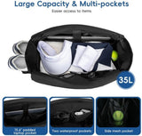 Darrahopens Sports & Fitness > Racquet Sports > Tennis Backpack - Tennis bag - Handbag - Sports bag - Waterproof racket bag - Suitable for multiple rackets with shoe compartment - Black