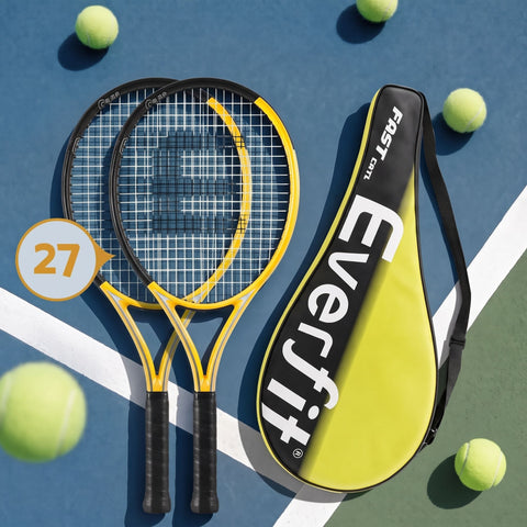 Darrahopens Sports & Fitness > Racquet Sports > Tennis Everfit 27 Inch Tennis Racket Set of 2 Pack 27 Inch Lightweight Cushioned Grip Gold In Australia - Darrahopens