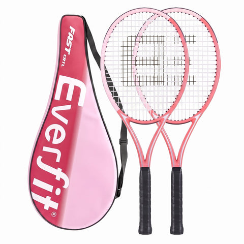 Darrahopens Sports & Fitness > Racquet Sports > Tennis Everfit Tennis Racket Set 2 Pack 27 Inch Lightweight Cushioned Grip for Adults Pink In Australia - Darrahopens