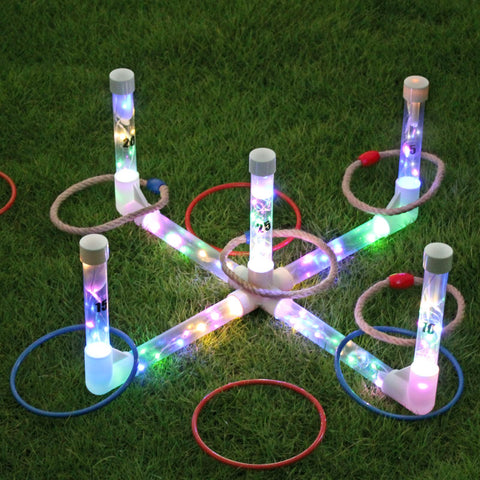Darrahopens Sports & Fitness > Racquet Sports > Tennis LED Ring Toss Game Set, Outdoor Indoor Yard Game for Adults & Kids with Light-Up Targets, Compact Carry for Parties & Family Fun