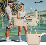 Darrahopens Sports & Fitness > Racquet Sports > Tennis Tennis Bag – Extra Large Sports Bag with Shoe Compartment – Suitable for 2-4 Rackets – Waterproof and Lightweight – Unisex（Beige）