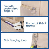 Darrahopens Sports & Fitness > Racquet Sports > Tennis Tennis Bag – Extra Large Sports Bag with Shoe Compartment – Suitable for 2-4 Rackets – Waterproof and Lightweight – Unisex（Beige）
