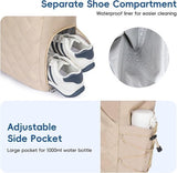 Darrahopens Sports & Fitness > Racquet Sports > Tennis Tennis Bag – Extra Large Sports Bag with Shoe Compartment – Suitable for 2-4 Rackets – Waterproof and Lightweight – Unisex（Beige）