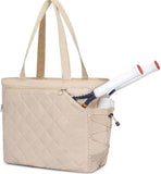 Darrahopens Sports & Fitness > Racquet Sports > Tennis Tennis Bag – Extra Large Sports Bag with Shoe Compartment – Suitable for 2-4 Rackets – Waterproof and Lightweight – Unisex（Beige）