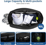 Darrahopens Sports & Fitness > Racquet Sports > Tennis Tennis Bag – Extra Large Sports Bag with Shoe Compartment – Suitable for 2-4 Rackets – Waterproof and Lightweight – Unisex（Black）