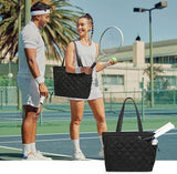 Darrahopens Sports & Fitness > Racquet Sports > Tennis Tennis Bag – Extra Large Sports Bag with Shoe Compartment – Suitable for 2-4 Rackets – Waterproof and Lightweight – Unisex（Black）