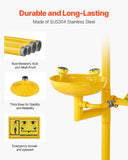 Darrahopens Sports & Fitness > Racquet Sports > Tennis VEVOR Emergency Shower Eye Wash Station, 34.25 x 15.75 x 91.73 Inch 304 Stainless Steel Eyewash and Shower Combination, OSHA-Approved First Aid Eye Wash Station, for Schools, Labs, Factories, Yellow
