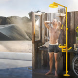 Darrahopens Sports & Fitness > Racquet Sports > Tennis VEVOR Emergency Shower Eye Wash Station, 34.25 x 15.75 x 91.73 Inch 304 Stainless Steel Eyewash and Shower Combination, OSHA-Approved First Aid Eye Wash Station, for Schools, Labs, Factories, Yellow