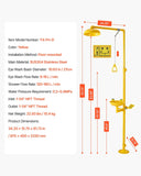 Darrahopens Sports & Fitness > Racquet Sports > Tennis VEVOR Emergency Shower Eye Wash Station, 34.25 x 15.75 x 91.73 Inch 304 Stainless Steel Eyewash and Shower Combination, OSHA-Approved First Aid Eye Wash Station, for Schools, Labs, Factories, Yellow