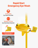 Darrahopens Sports & Fitness > Racquet Sports > Tennis VEVOR Emergency Shower Eye Wash Station, 34.25 x 15.75 x 91.73 Inch 304 Stainless Steel Eyewash and Shower Combination, OSHA-Approved First Aid Eye Wash Station, for Schools, Labs, Factories, Yellow