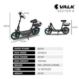 Darrahopens Sports & Fitness > Scooters, Hoverboards & Accessories > Electric Scooters VALK Electric Scooter with Seat, 30km Range, Disc brakes, 14" Tyres, Motorised eScooter for Adults Teens Commuter