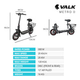 Darrahopens Sports & Fitness > Scooters, Hoverboards & Accessories > Electric Scooters VALK Electric Scooter with Seat, Disc brakes, 12" Tyres, Motorised eScooter for Adults Teens Commuter