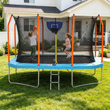 Darrahopens Sports & Fitness > Trampolines > Trampolines & Accessories Everfit 12FT Kids Trampoline Rectangle Rebounder with Basketball Set Blue In Australia - Darrahopens