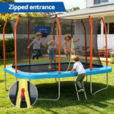 Darrahopens Sports & Fitness > Trampolines > Trampolines & Accessories Everfit 12FT Kids Trampoline Rectangle Rebounder with Basketball Set Blue In Australia - Darrahopens