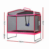 Everfit 3-in-1 Kids Rectangle 6FT Trampoline Rebounder with Swing Belt Pink In Australia - Darrahopens
