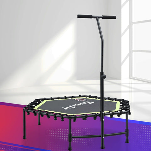 Darrahopens Sports & Fitness > Trampolines > Trampolines & Accessories Everfit 48inch Hexagon Fitness Trampoline Rebounder Adjustable Handrail Green