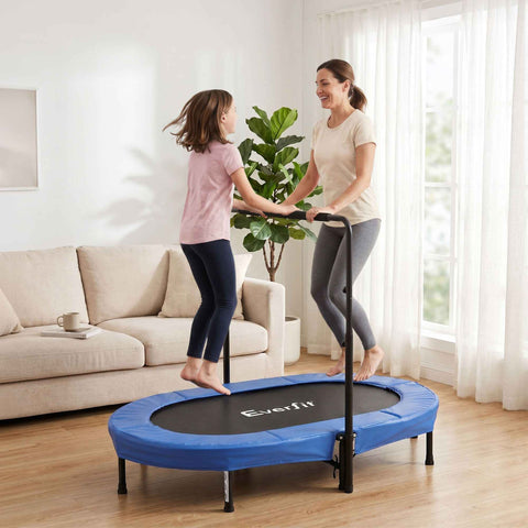 Darrahopens Sports & Fitness > Trampolines > Trampolines & Accessories Everfit 56-Inch Foldable Fitness Trampoline Indoor Rebounder Adjustable Handrail