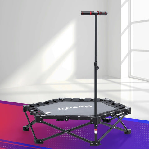Darrahopens Sports & Fitness > Trampolines > Trampolines & Accessories Everfit Fitness Foldable Trampoline Rebounder Adjustable Handle Indoor Exercise Black