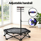 Darrahopens Sports & Fitness > Trampolines > Trampolines & Accessories Everfit Fitness Foldable Trampoline Rebounder Adjustable Handle Indoor Exercise Black