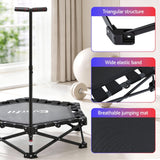 Darrahopens Sports & Fitness > Trampolines > Trampolines & Accessories Everfit Fitness Foldable Trampoline Rebounder Adjustable Handle Indoor Exercise Black