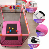 Darrahopens Sports & Fitness > Trampolines > Trampolines & Accessories Everfit Kids 4.5FT Trampoline Rectangle Rebounder with Basketball Hoop Pink In Australia - Darrahopens