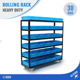 Darrahopens Tools 30 Bin Rolling Storage Rack Nuts & Bolts Organizer Wheels Brake Heavy Duty