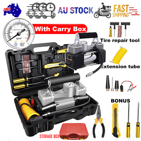 Darrahopens Tools > Air Compressor > Air Compressors 150PSI 12V Car Air Compressor Portable Tyre Deflator Inflator Pump 4WD Car Truck RED CASE